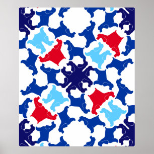 Cocker Spaniel Poster blauw en rood