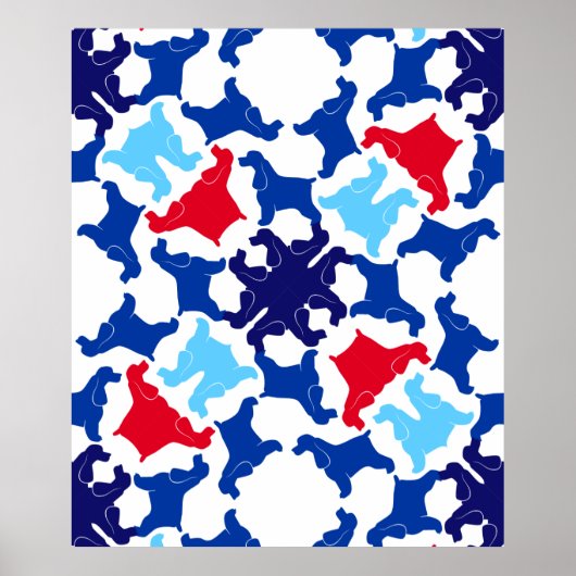 Cocker Spaniel Poster blauw en rood (Voorkant)