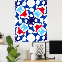 Cocker Spaniel Poster blauw en rood