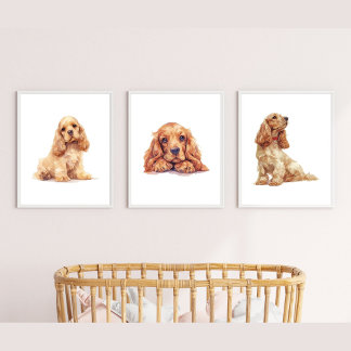 Cocker Spaniel Poster, Cocker Spaniel Lover Gift Muurkunst Sets