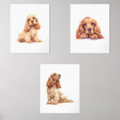 Cocker Spaniel Poster, Cocker Spaniel Lover Gift Muurkunst Sets (Voorkant)