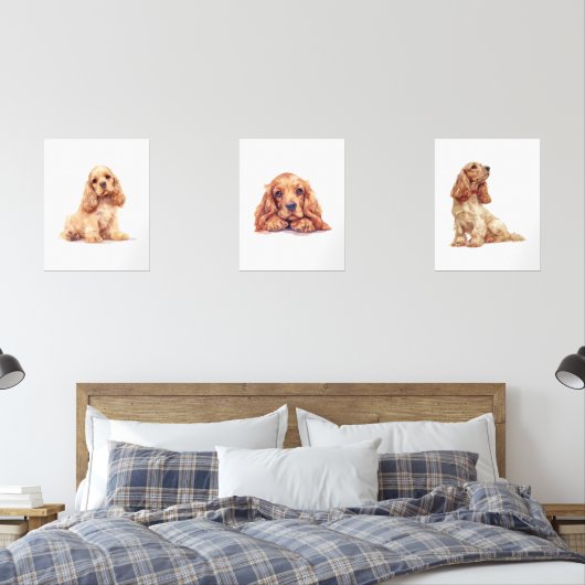 Cocker Spaniel Poster, Cocker Spaniel Lover Gift Muurkunst Sets (Slaapkamer)