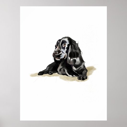 Cocker Spaniel Posterprint Aquarel Honden Kunst Poster (Voorkant)
