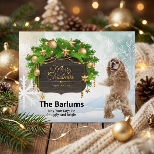 Cocker Spaniel Prettig Kerstmis Gepersonaliseerd Feestdagenkaart