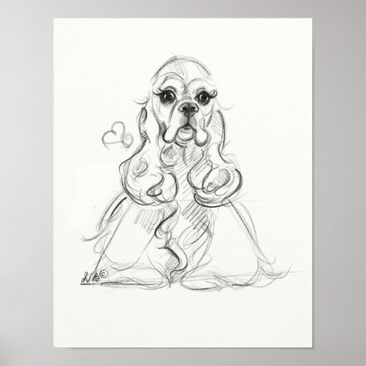 Cocker Spaniel Print | Schets kunst (Voorkant)