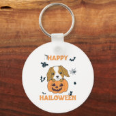 Cocker Spaniel Pumpkin Cute Dogs Happy Halloween Sleutelhanger (Voorkant)