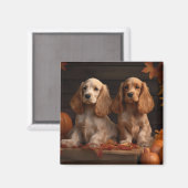 Cocker Spaniel Pup Autumn Delight Pompoen Magneet (Voorkant / Achterkant)