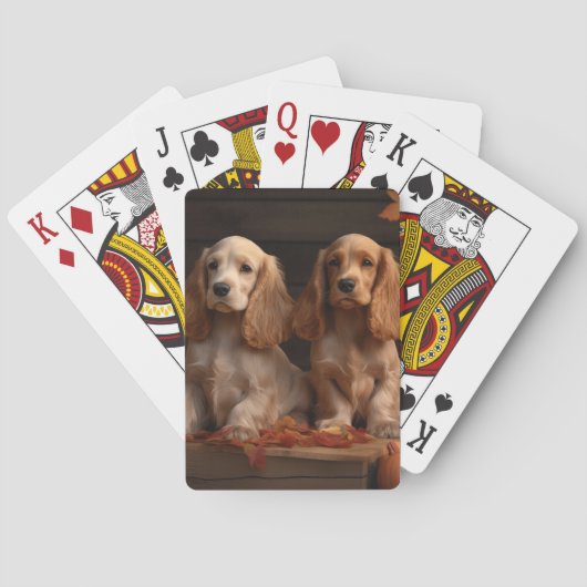 Cocker Spaniel Pup Autumn Delight Pompoen Pokerkaarten (Achterkant)