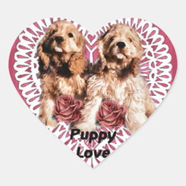 Cocker Spaniel Puppies Valentijns Hart Sticker