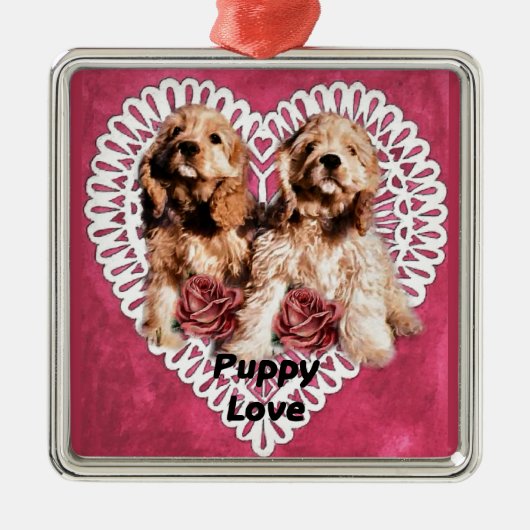 Cocker Spaniel Puppies Valentijns Metalen Ornament (Voorkant)