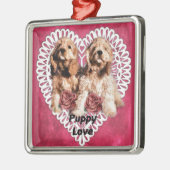 Cocker Spaniel Puppies Valentijns Metalen Ornament (Links)