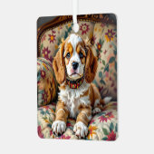 Cocker Spaniel Puppy Dog Gepersonaliseerde Kerst Metalen Ornament (Voorkant links)