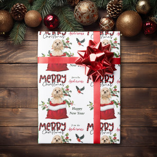 Cocker Spaniel Puppy Dog met kerstcadeau Cadeaupapier