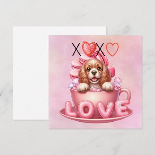 Cocker Spaniel Puppy Dog voor Valentijnsdag Feestdagenkaart (Voorkant / Achterkant)