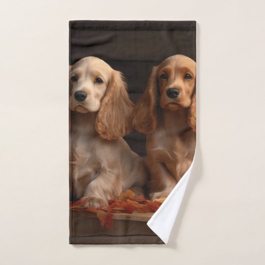 Cocker Spaniel Puppy Herfst Delight Pompoen Bad Handdoek (Handdoek)