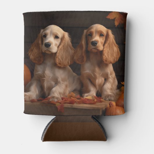 Cocker Spaniel Puppy Herfst Delight Pompoen Blikjeskoeler (Voorkant)