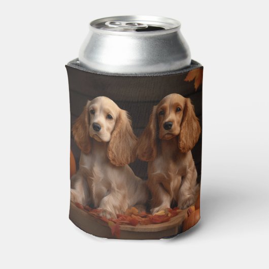 Cocker Spaniel Puppy Herfst Delight Pompoen Blikjeskoeler (Blikje Achterkant)