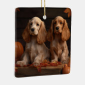Cocker Spaniel Puppy Herfst Delight Pompoen Keramisch Ornament (Rechts)
