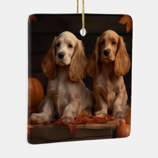 Cocker Spaniel Puppy Herfst Delight Pompoen Keramisch Ornament (Rechts)
