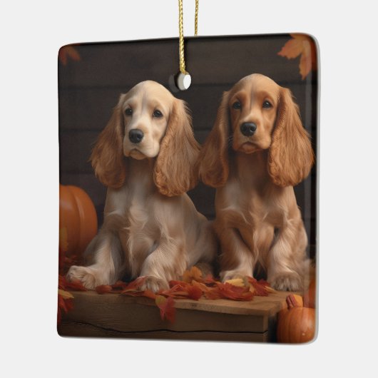 Cocker Spaniel Puppy Herfst Delight Pompoen Keramisch Ornament (Links)