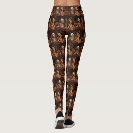 Cocker Spaniel Puppy Herfst Delight Pompoen Leggings (Achterkant)