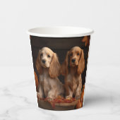 Cocker Spaniel Puppy Herfst Delight Pompoen Papieren Bekers (Achterkant)
