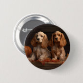 Cocker Spaniel Puppy Herfst Delight Pompoen Ronde Button 5,7 Cm (Voorkant /achterkant)