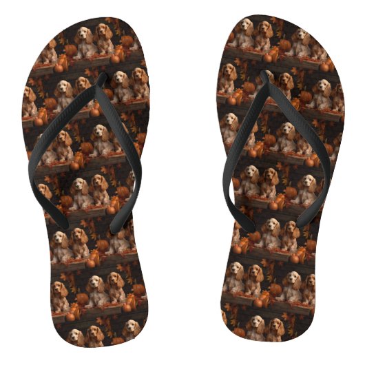 Cocker Spaniel Puppy Herfst Delight Pompoen Teenslippers (Voetbed)