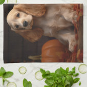 Cocker Spaniel Puppy Herfst Delight Pompoen Theedoek (Gevouwen)