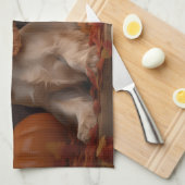 Cocker Spaniel Puppy Herfst Delight Pompoen Theedoek (Quarter Fold)