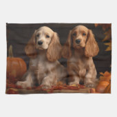 Cocker Spaniel Puppy Herfst Delight Pompoen Theedoek (Horizontaal)