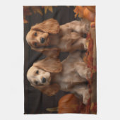 Cocker Spaniel Puppy Herfst Delight Pompoen Theedoek (Verticaal)