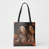 Cocker Spaniel Puppy Herfst Delight Pompoen Tote Bag (Voorkant)
