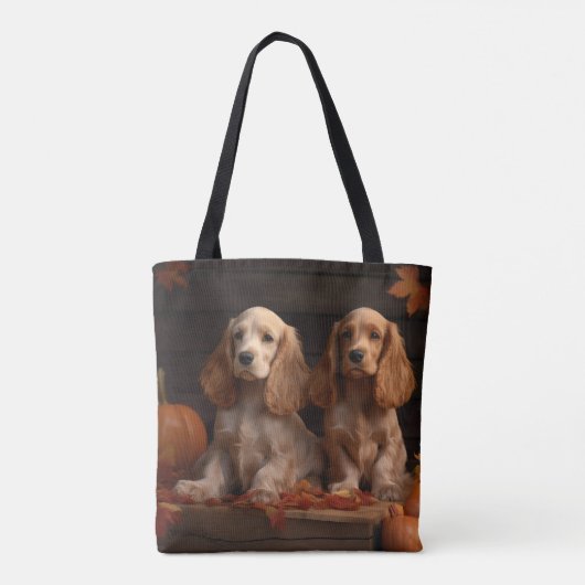 Cocker Spaniel Puppy Herfst Delight Pompoen Tote Bag (Achterkant)