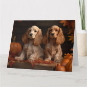 Cocker Spaniel Puppy Herfst Plezier Pompoen Kaart (Voorkant)