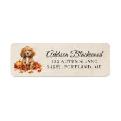 Cocker Spaniel Puppy Herfstbladeren & Pompoen Reto Etiket (Voorkant)