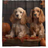 Cocker Spaniel Puppy Herfstpracht Pompoen Douchegordijn (Voorkant)