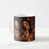 Cocker Spaniel Puppy Herfstvreugde Pompoen Koffiemok (Voorkant links)