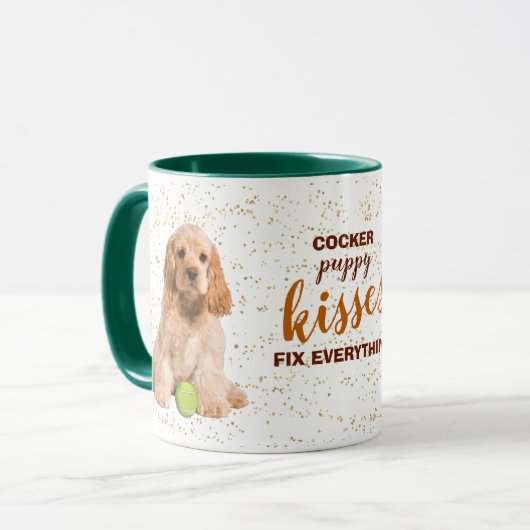 Cocker Spaniel Puppy Kisses Fix Everything Mok (Voorkant links)