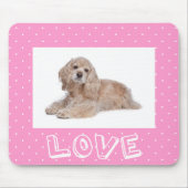 Cocker Spaniel Puppy Love Pink Polka Dot Mousepad Muismat (Voorkant)