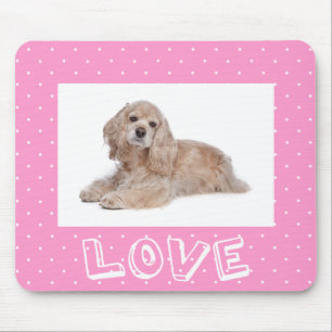 Cocker Spaniel Puppy Love Pink Polka Dot Mousepad Muismat