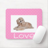 Cocker Spaniel Puppy Love Pink Polka Dot Mousepad Muismat (Met muis)