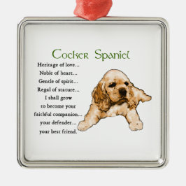 Cocker Spaniel Puppy Lovers Art Metalen Ornament