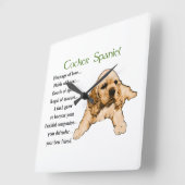 Cocker Spaniel Puppy Lovers Art Vierkante Klok (Hoek)