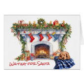 Cocker Spaniel Puppy Open haard Wacht op de Kerstm (Voorkant Horizontaal)