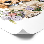 Cocker Spaniel Puppy Pet Waterverf Flower Poster (Hoek)