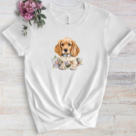 Cocker Spaniel Puppy Pet Waterverf Flower T-shirt