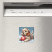 Cocker Spaniel Puppy Rustend in de Sneeuw Met een Magneet (Insitu (Vaatwasser))