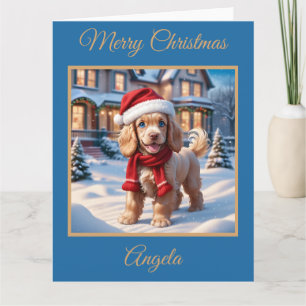 Cocker Spaniel Puppy spelen in de sneeuw Kaart