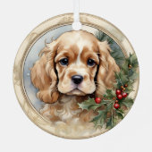 Cocker Spaniel Puppy's Eerste Kerst Ornament (Achterkant)